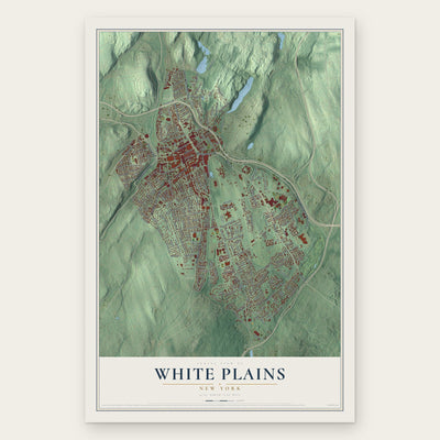 White Plains, New York map print, the full design