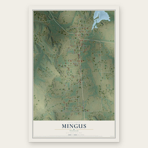 Mingus, Texas map print, the full design