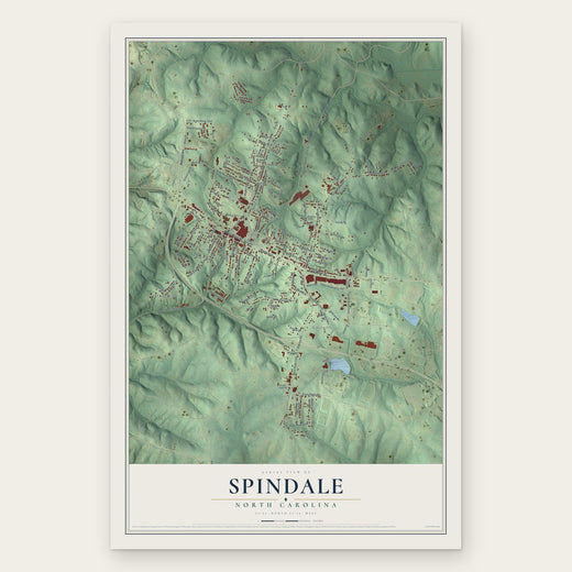 Spindale, North Carolina map print, the full design