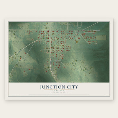 Junction City, Louisiana map print, the full design