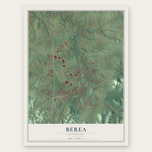 Berea, Kentucky map print, the full design