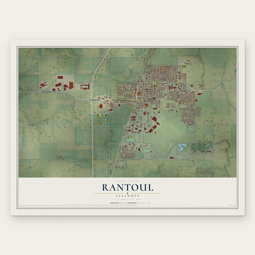 Rantoul, Illinois map print, the full design