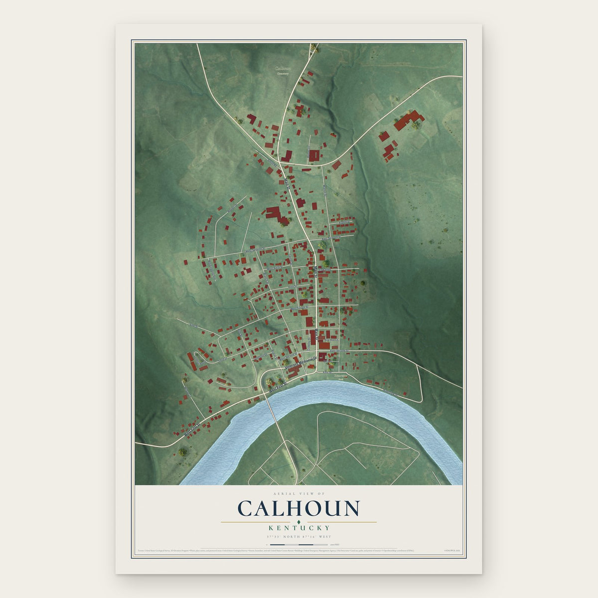 Calhoun, Kentucky map print, the full design