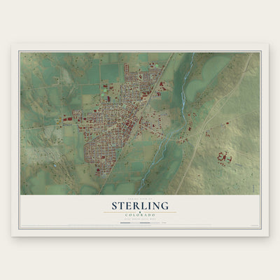 Sterling, Colorado map print, the full design