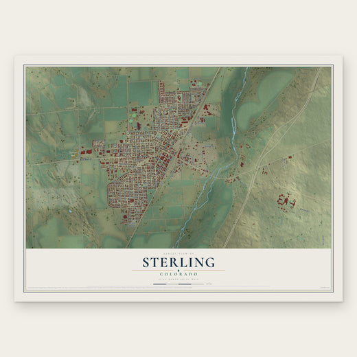 Sterling, Colorado map print, the full design