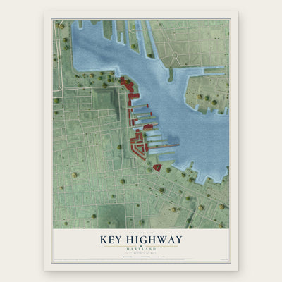 Key Highway, Maryland map print, the full design