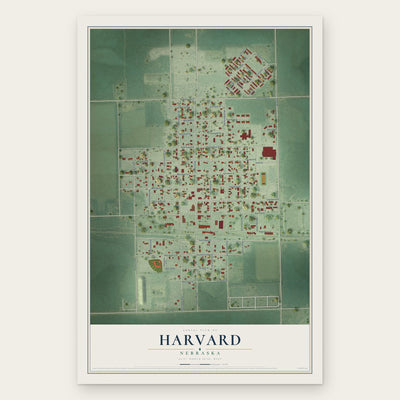 Harvard, Nebraska map print, the full design