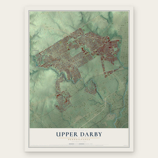 Upper Darby, Pennsylvania map print, the full design