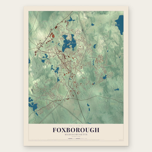 Foxborough, Massachusetts map print, the full design