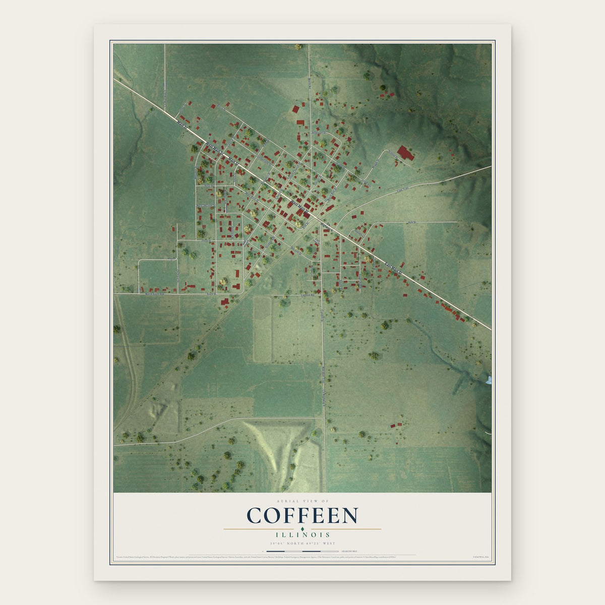 Coffeen, Illinois map print, the full design