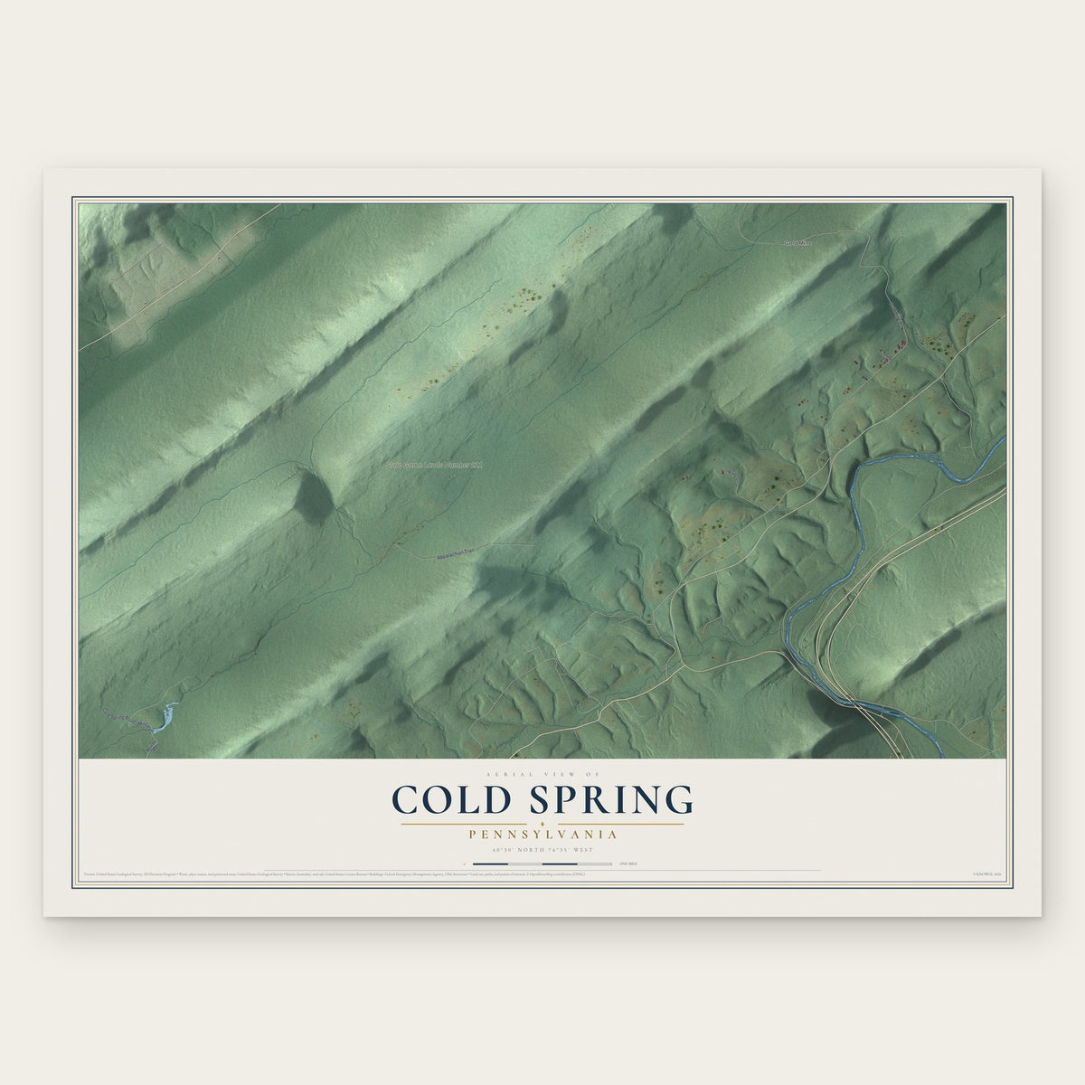 Cold Spring, Pennsylvania map print, the full design