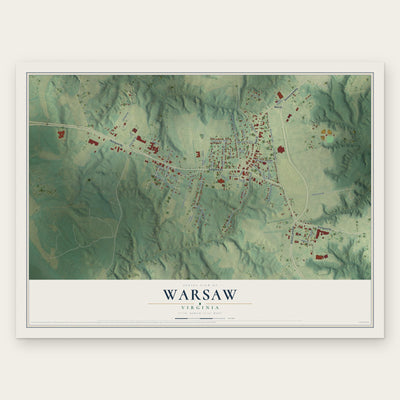 Warsaw, Virginia map print, the full design