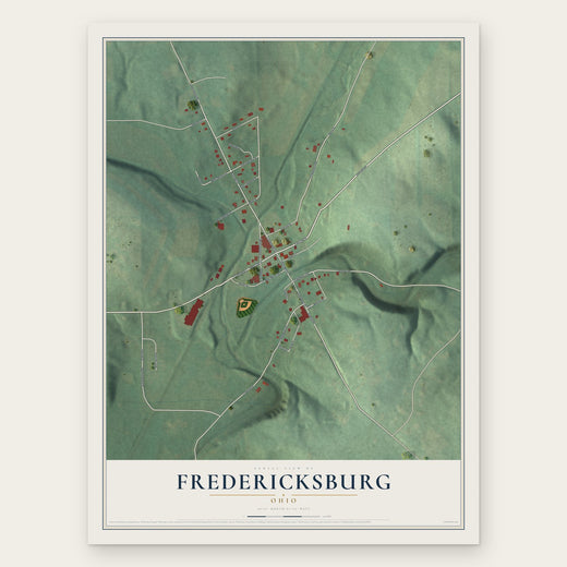 Fredericksburg, Ohio map print, the full design