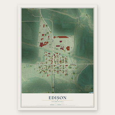 Edison, Nebraska map print, the full design