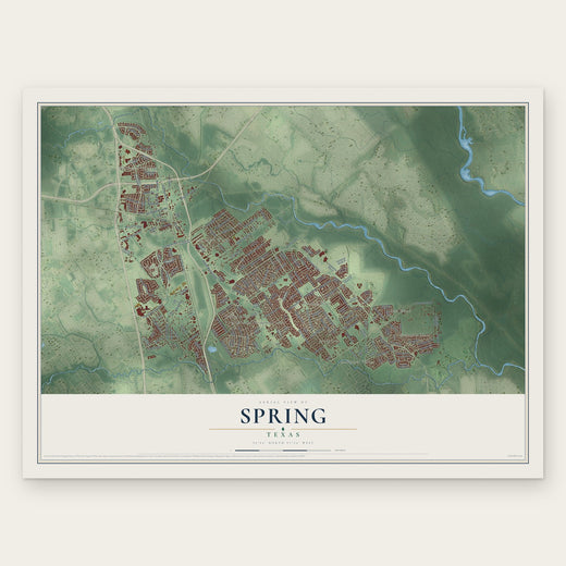 Spring, Texas map print, the full design