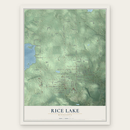 Rice Lake, Minnesota map print, the full design