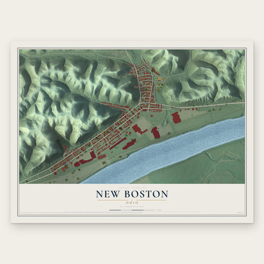 New Boston, Ohio map print, the full design