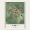 Warren, Illinois map print, the full design