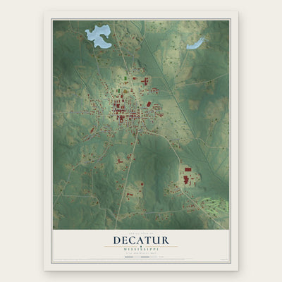 Decatur, Mississippi map print, the full design
