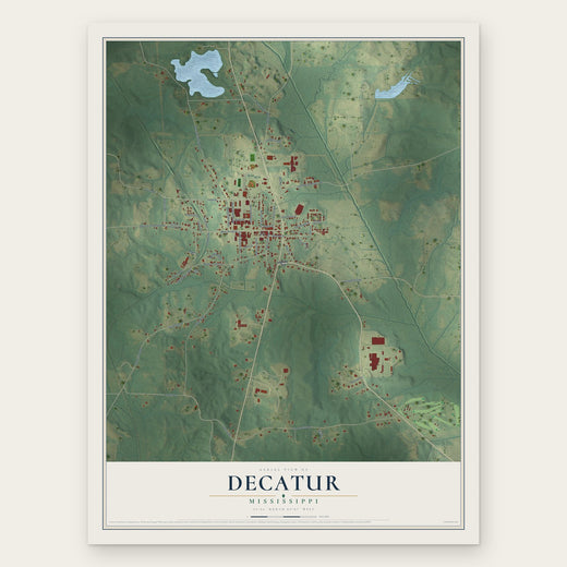 Decatur, Mississippi map print, the full design