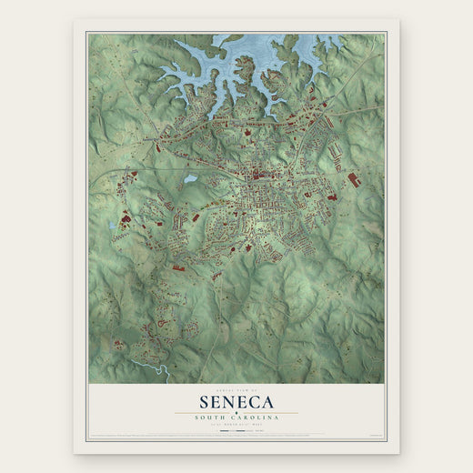 Seneca, South Carolina map print, the full design