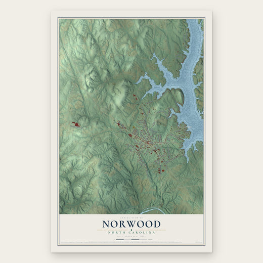 Norwood, North Carolina map print, the full design