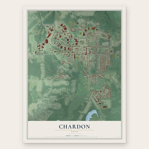 Chardon, Ohio map print, the full design