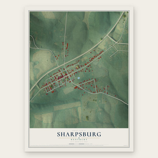 Sharpsburg, Kentucky map print, the full design