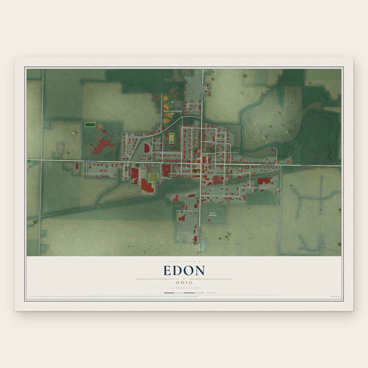 Edon, Ohio map print, the full design