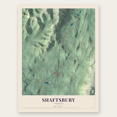 Shaftsbury, Vermont map print, the full design