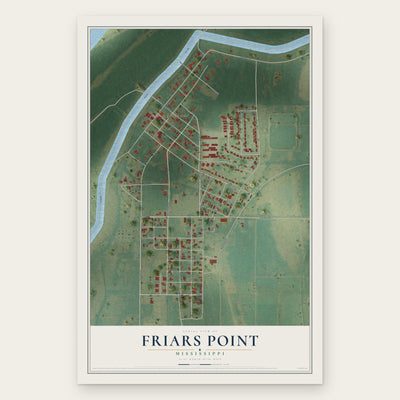 Friars Point, Mississippi map print, the full design