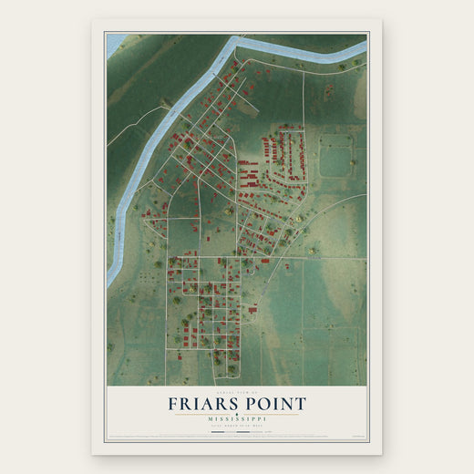 Friars Point, Mississippi map print, the full design