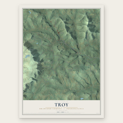 Troy, Bradford County, Pennsylvania map print, the full design