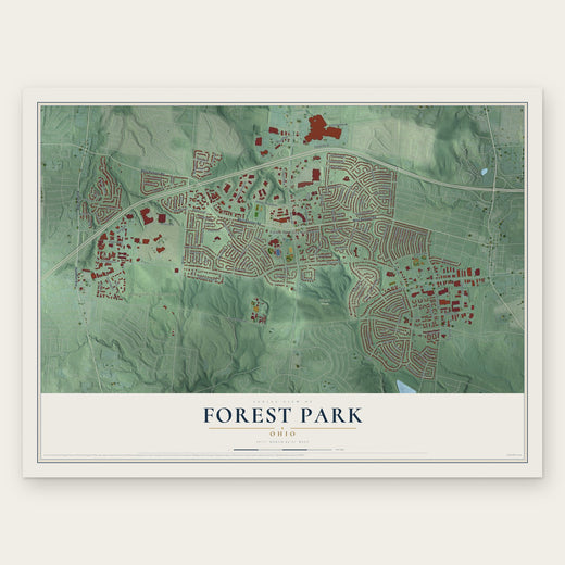Forest Park, Ohio map print, the full design