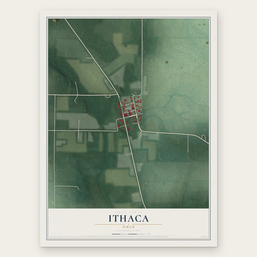 Ithaca, Ohio map print, the full design