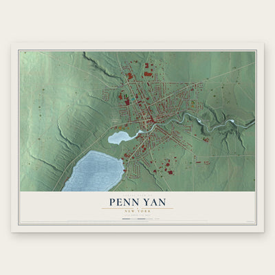 Penn Yan, New York map print, the full design