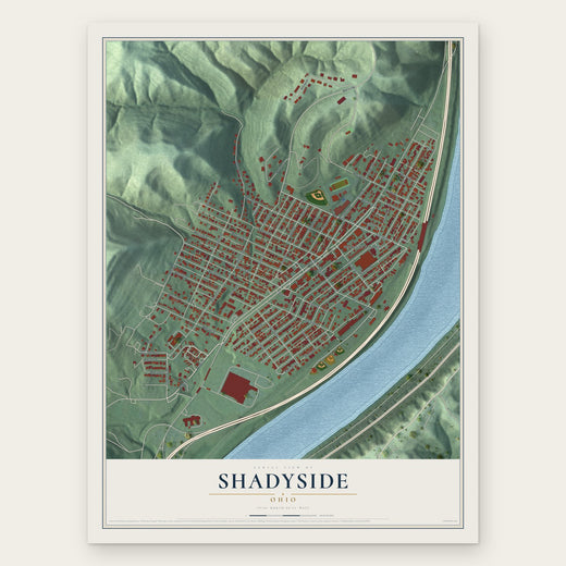 Shadyside, Ohio map print, the full design