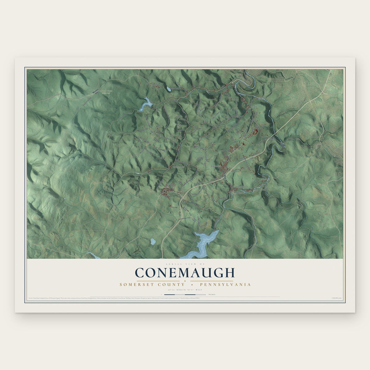 Conemaugh, Somerset County, Pennsylvania map print, the full design