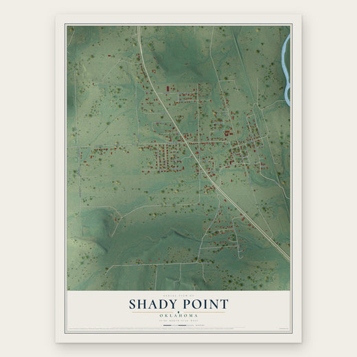 Shady Point, Oklahoma map print, the full design
