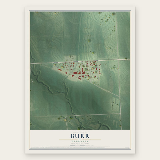 Burr, Nebraska map print, the full design