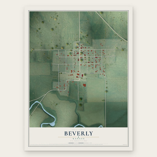 Beverly, Kansas map print, the full design