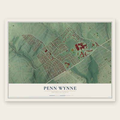 Penn Wynne, Pennsylvania map print, the full design