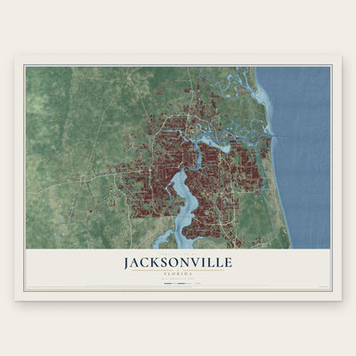 Jacksonville, Florida map print, the full design