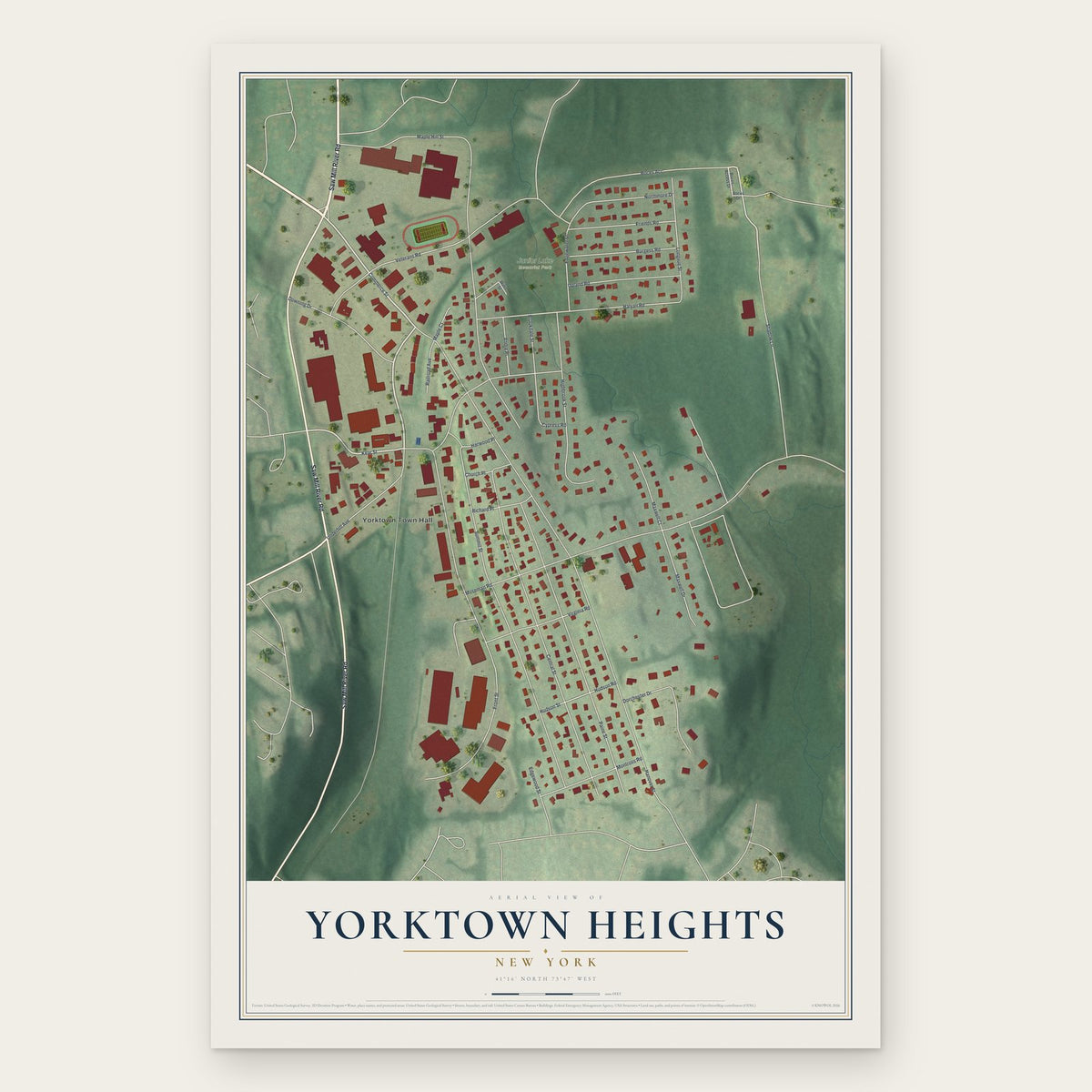 Yorktown Heights, New York map print, the full design