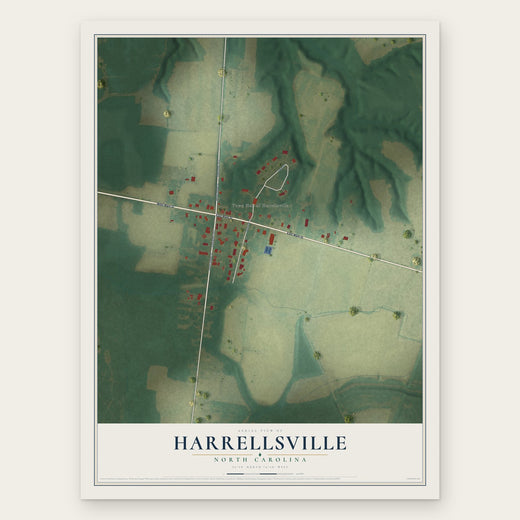 Harrellsville, North Carolina map print, the full design