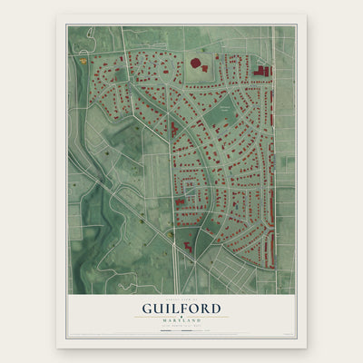 Guilford, Maryland map print, the full design