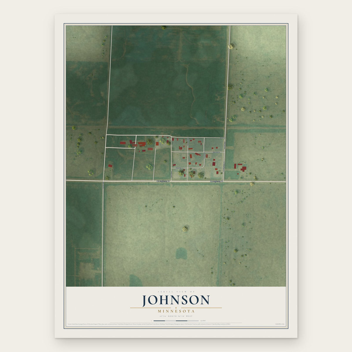 Johnson, Minnesota map print, the full design