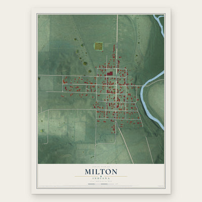 Milton, Indiana map print, the full design