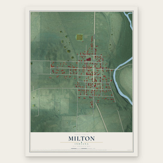 Milton, Indiana map print, the full design