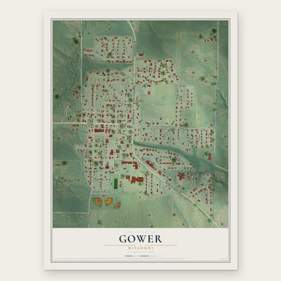 Gower, Missouri map print, the full design